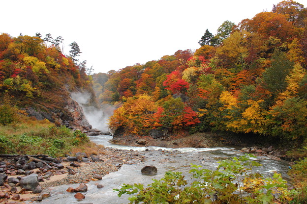 葛根田渓谷 滝ノ上温泉付近の紅葉 ４ 写真共有サイト フォト蔵