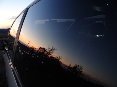 車窓の夕景