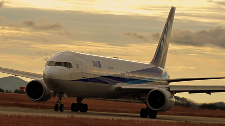 Taxiing at sunset